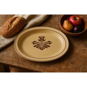 Vintage Pfaltzgraff Yorktowne Brown Floral Oval Serving Platter Farmhouse 14"  U